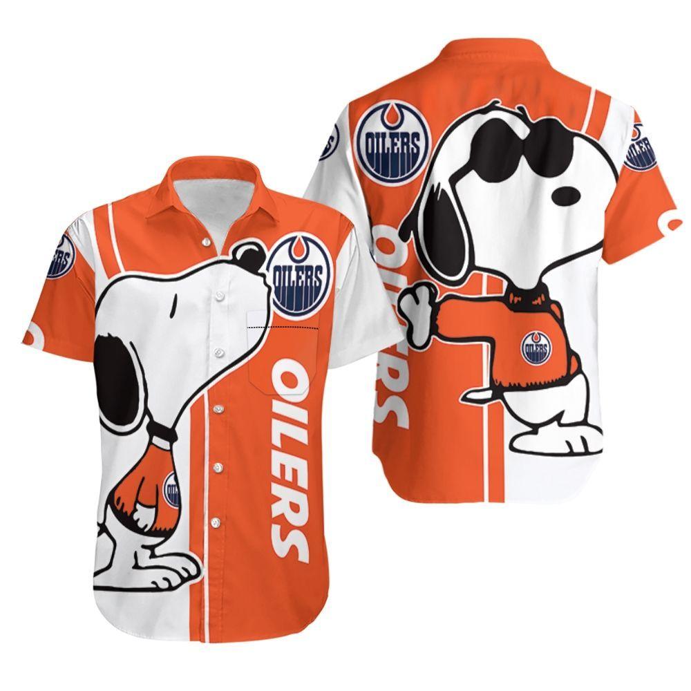 Beach Shirt Edmonton Oilers Snoopy Lover 3D Printed Hawaiian Shirt