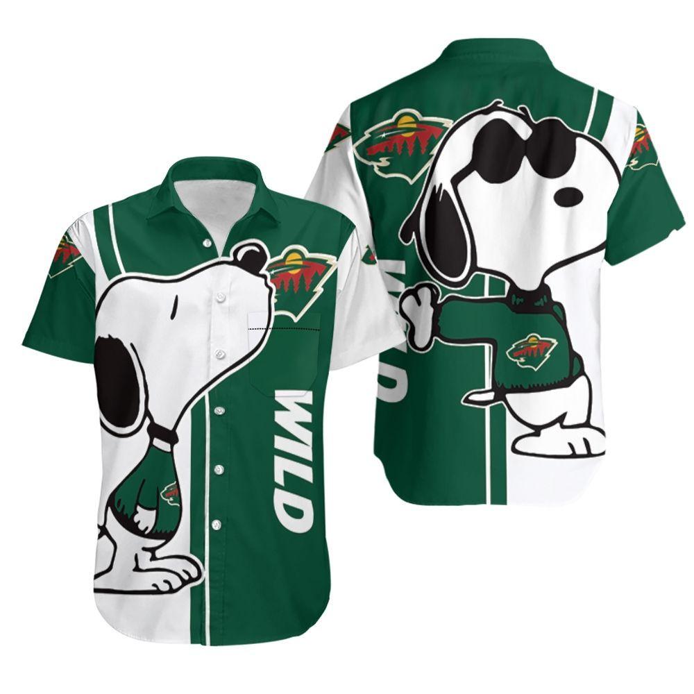 Beach Shirt Minnesota Wild Snoopy Lover 3D Printed Hawaiian Shirt