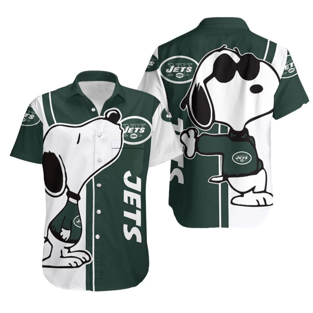 Beach Shirt New York Jets Snoopy Lover 3D Printed Hawaiian Shirt