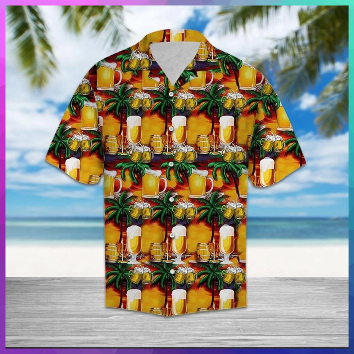 Beer Palm Tree Hawaiian Shirt  Unisex  Adult  Hw5151