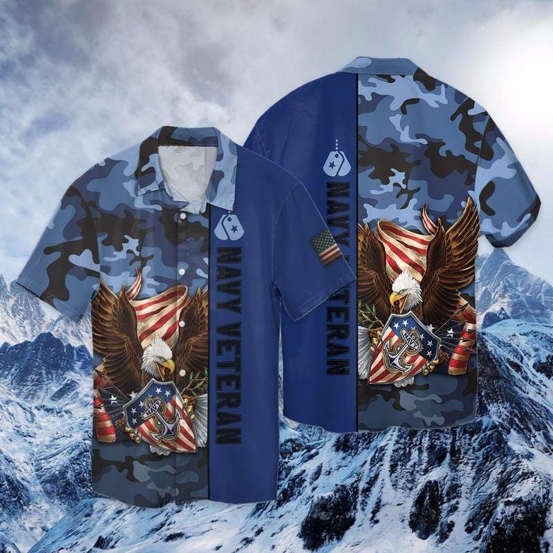 Veteran Eagle Hawaiian Shirt - Trendy Aloha