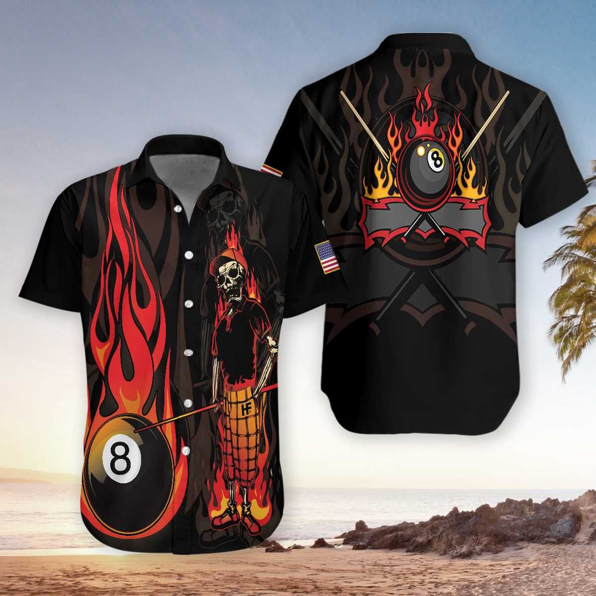 Billiard Mr Bones 8 Ball Hawaiian Shirts Dh