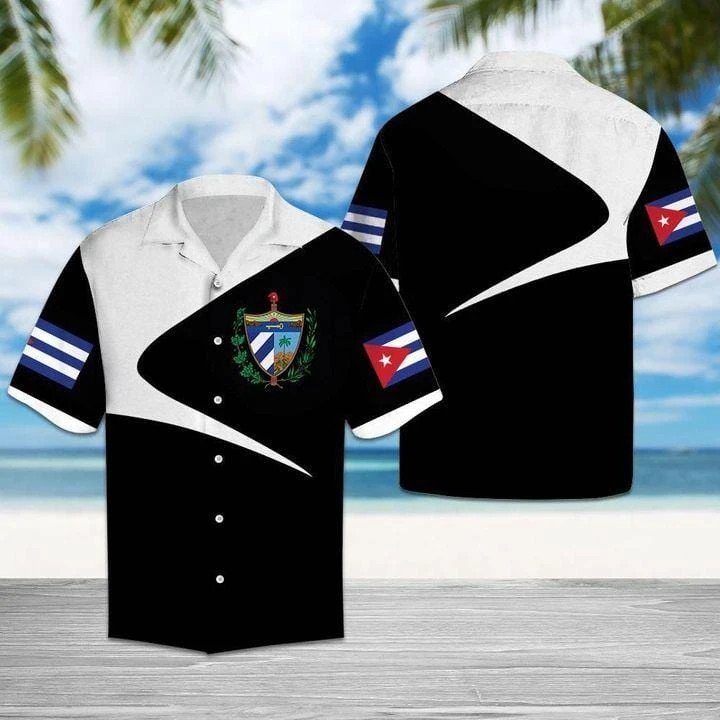 Black  White Free Cuba Unisex Hawaiian Shirts