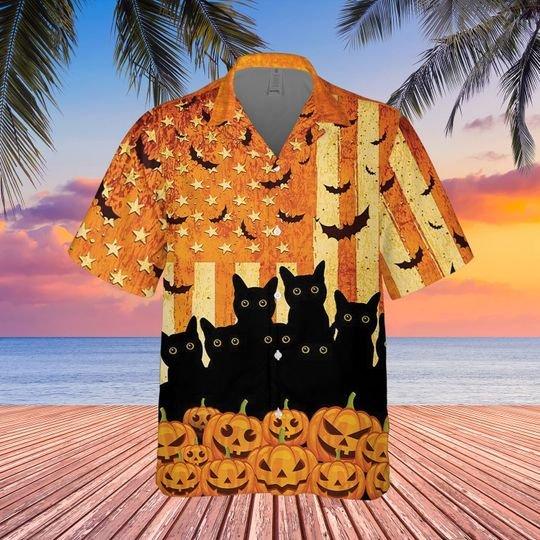 Black Cats Halloween American Hawaiian Shirt  For Men _amp Women  Adult  Hw8978