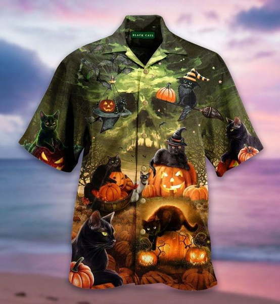 Black Cats Halloween Hawaiian Shirt  For Men _amp Women  Adult  Hw9091