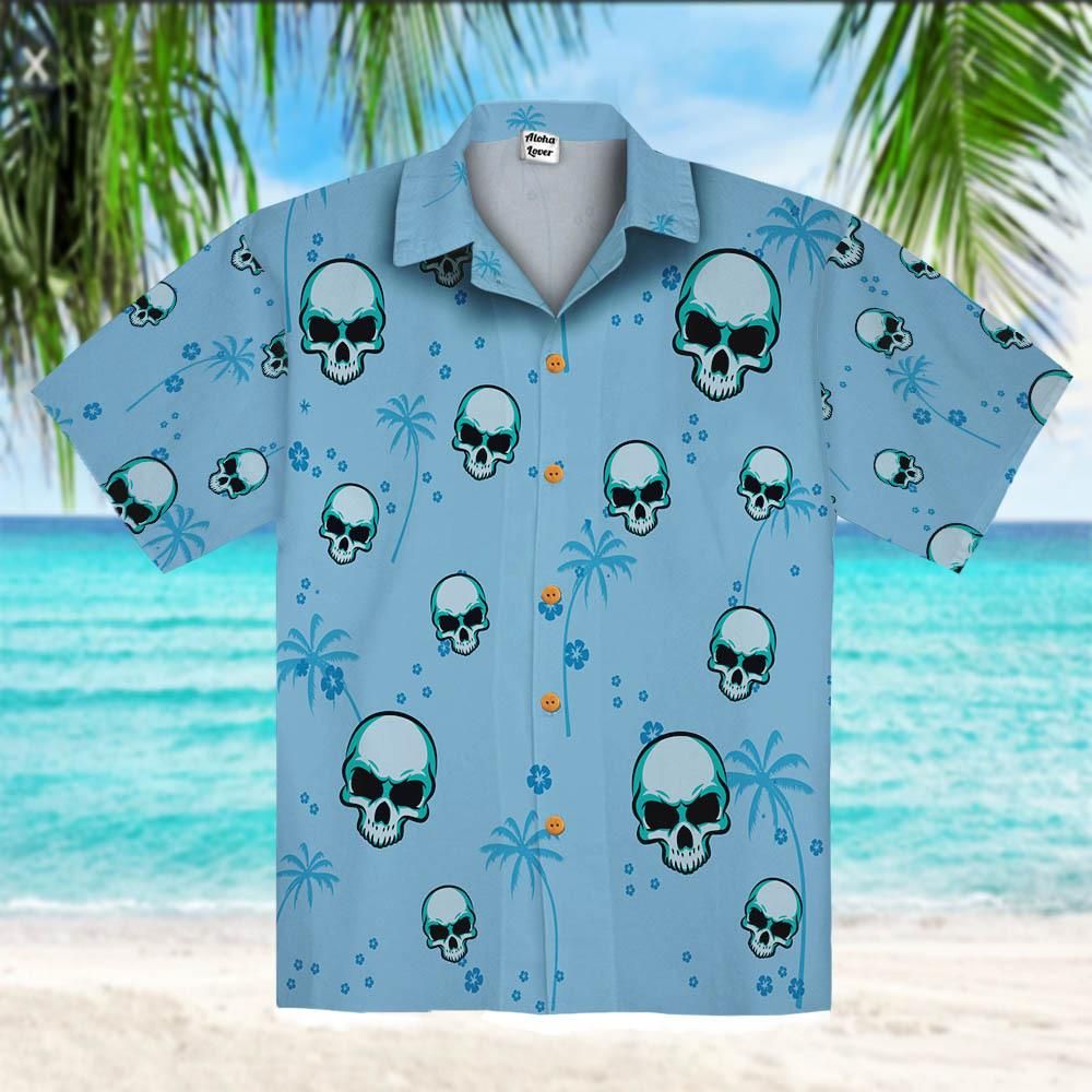 Blue Skull Men Unisex Hawaiian Shirts