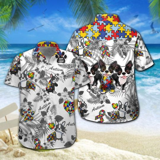 Boston Terrier Autism Hawaiian Shirt