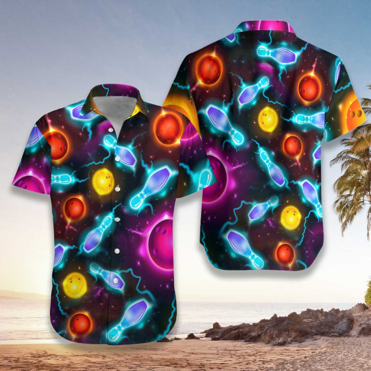 Bowling Space Color Hawaiian Shirt  Unisex  Adult  Hw5112