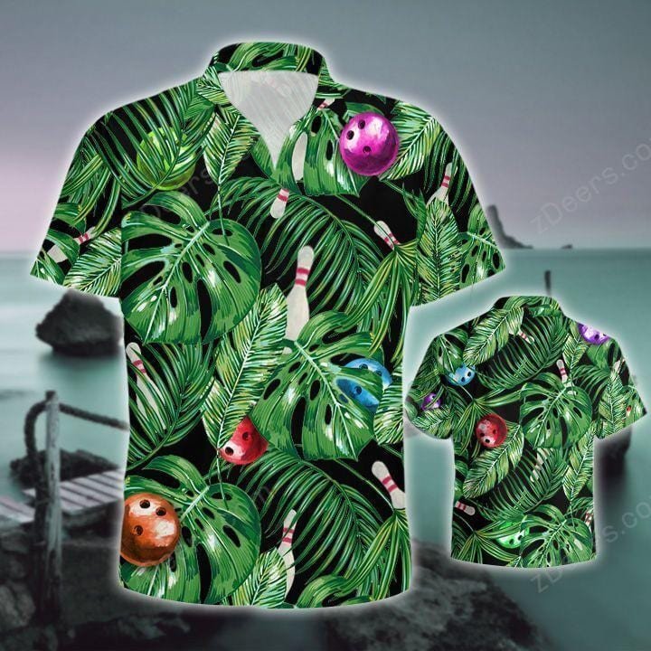 Bowling Try It Youll Strike It Green Tropical Unisex Hawaiian Shirts