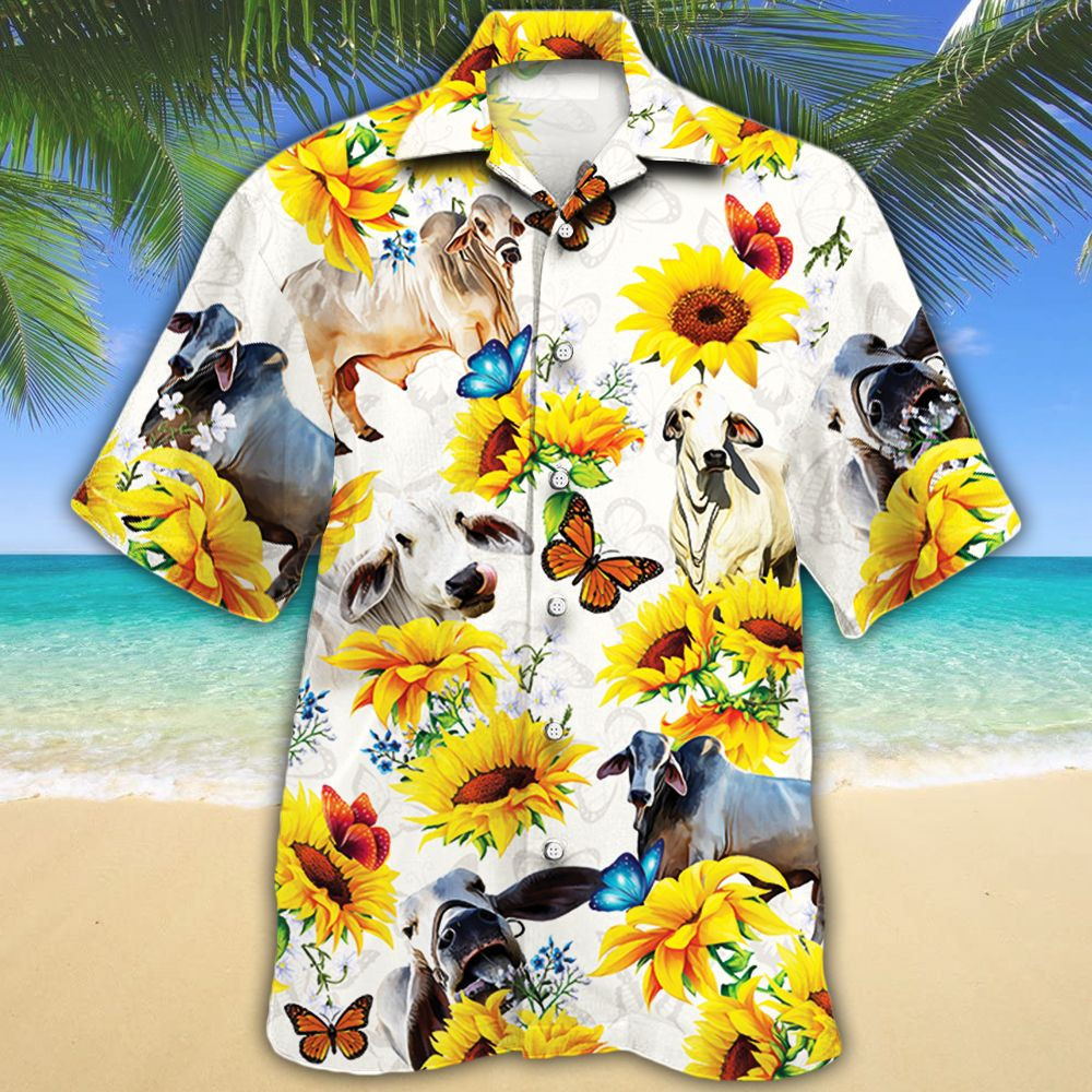 Brahman Cattle Shirt Brahman Cow Hawaii Shirt White Brahman Cattle Lovers Hawaiian Shirt 632555