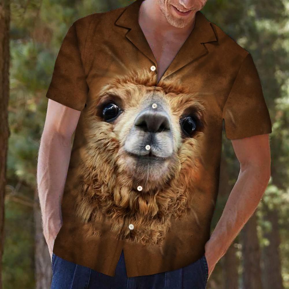 Brown Alpaca Hawaiian Shirt