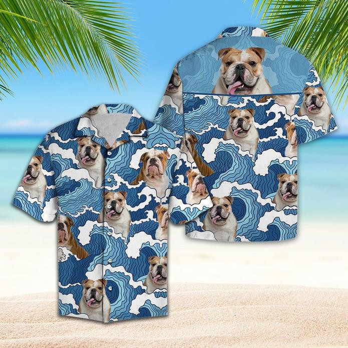 Bulldog Wave Hawaiian Shirt  Unisex  Adult  Hw5552