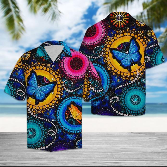 Butterfly Colorful Circle Hawaiian Shirt Unisex Adult Hw5954