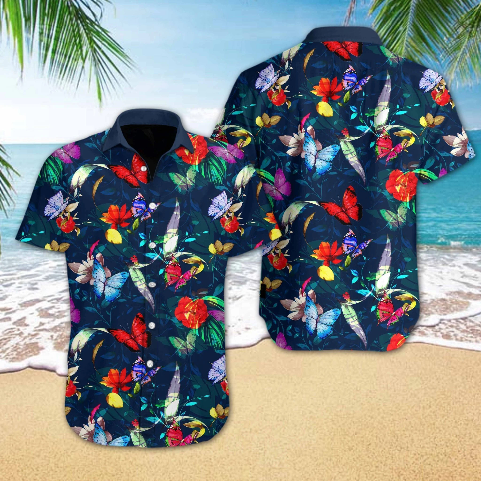 Butterly Flower Hawaiian Shirt  Unisex  Adult  Hw1255