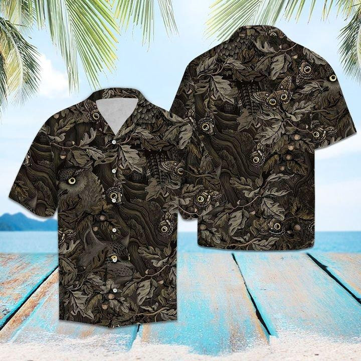 Camouflage Owl Butterfly Hawaiian Shirt  Unisex  Adult  Hw1511