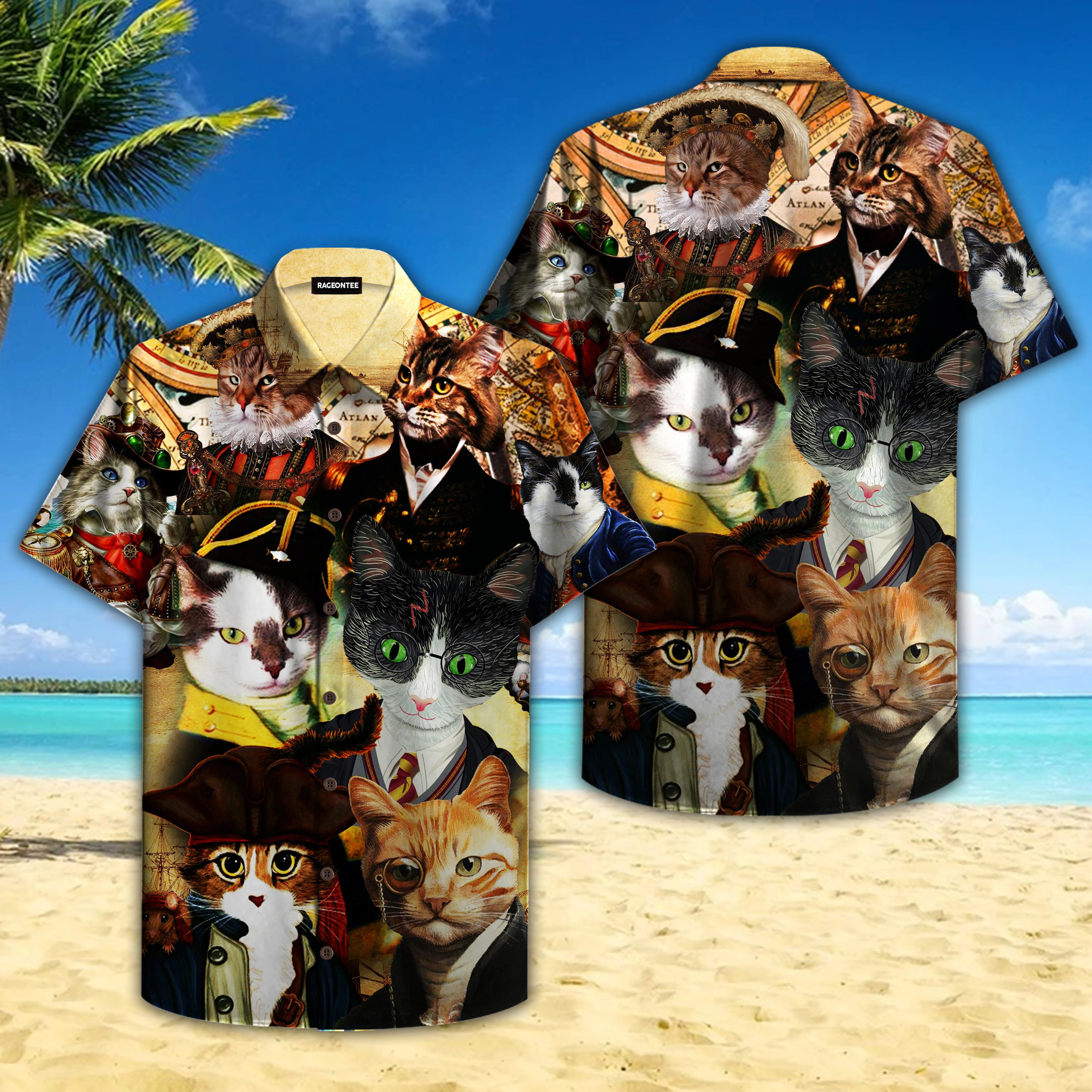 Captain Cats Hawaiian Shirt  Unisex  Adult  Hw4678