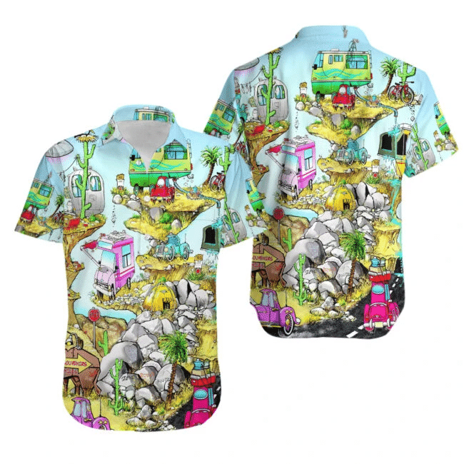 Cartoon Campers Hawaiian Shirt  Unisex  Adult  Hw5596