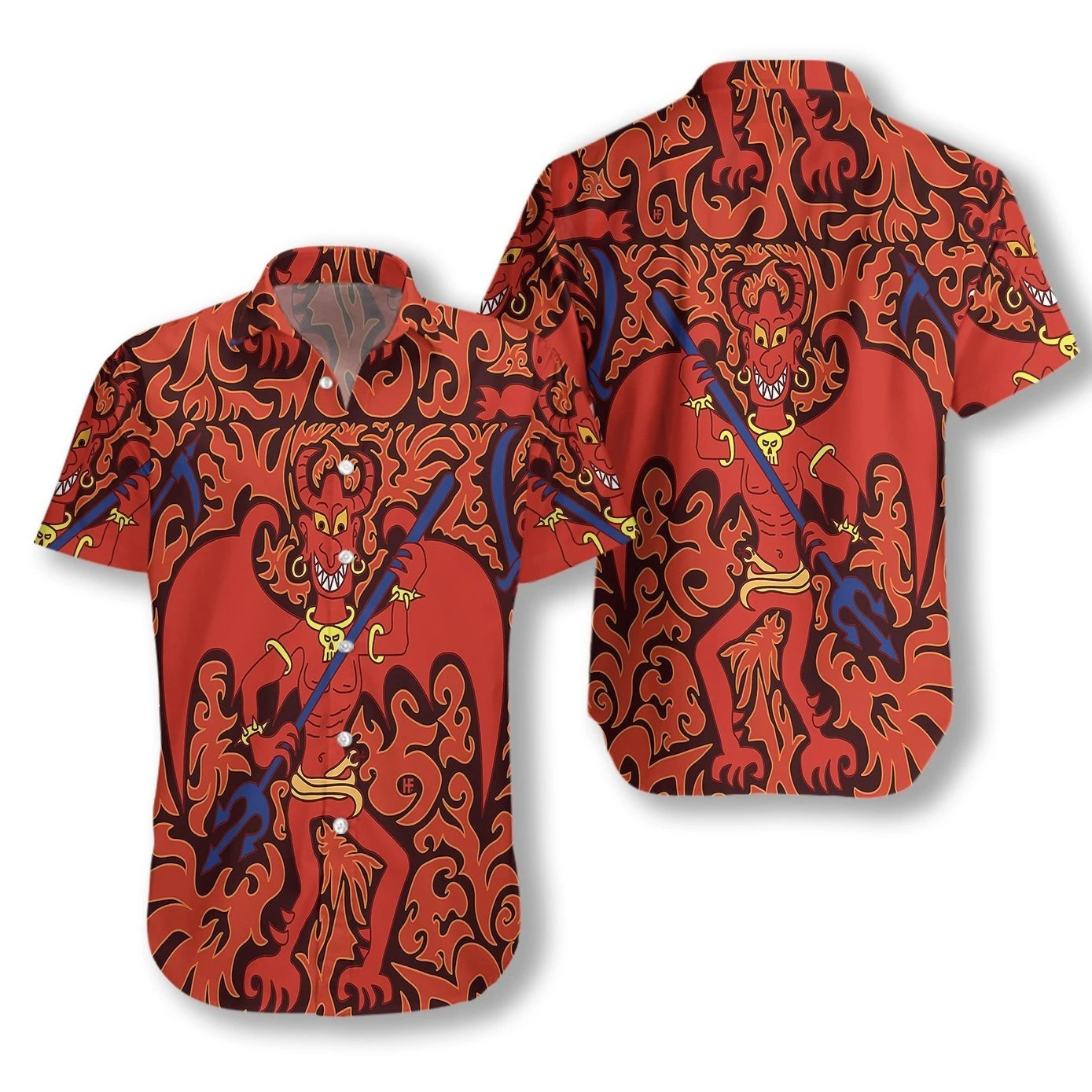 Cartoon Styled Demon Satanic Goth Gothic Hawaiian Shirt Unisex Adult Hw4149