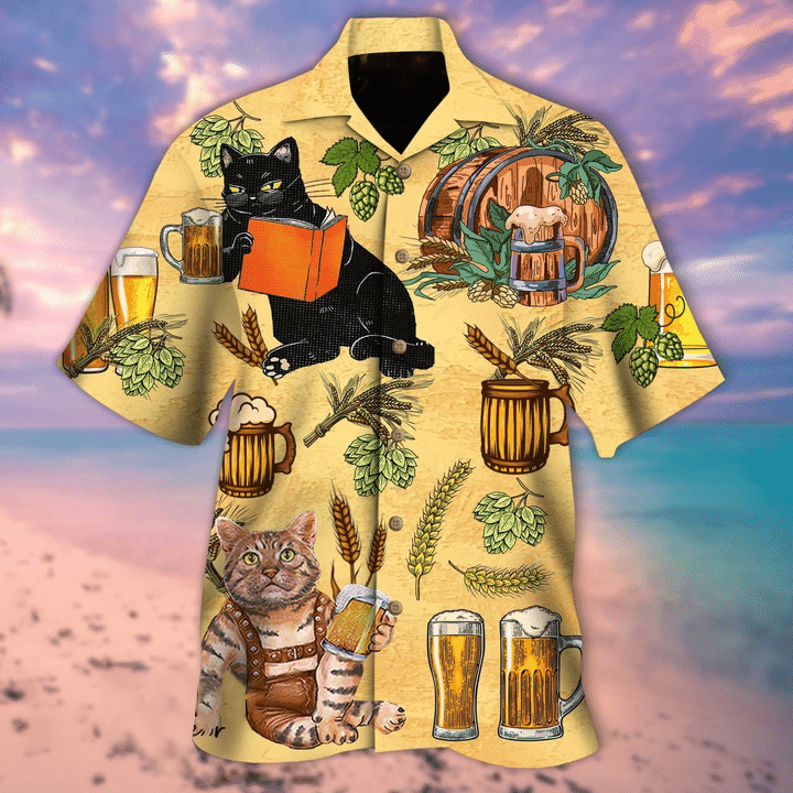 Cat And Beer Hawaiian Shirt  For Men _amp Women  Adult  Hw4042