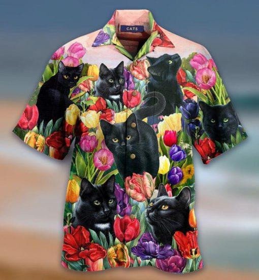 Cat Dream And Tulip Garden Hawaiian Shirt  Unisex  Adult  Hw3824