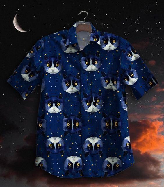 Cat Night Sky Hawaiian Shirt For Men _amp Women Adult Hw8027
