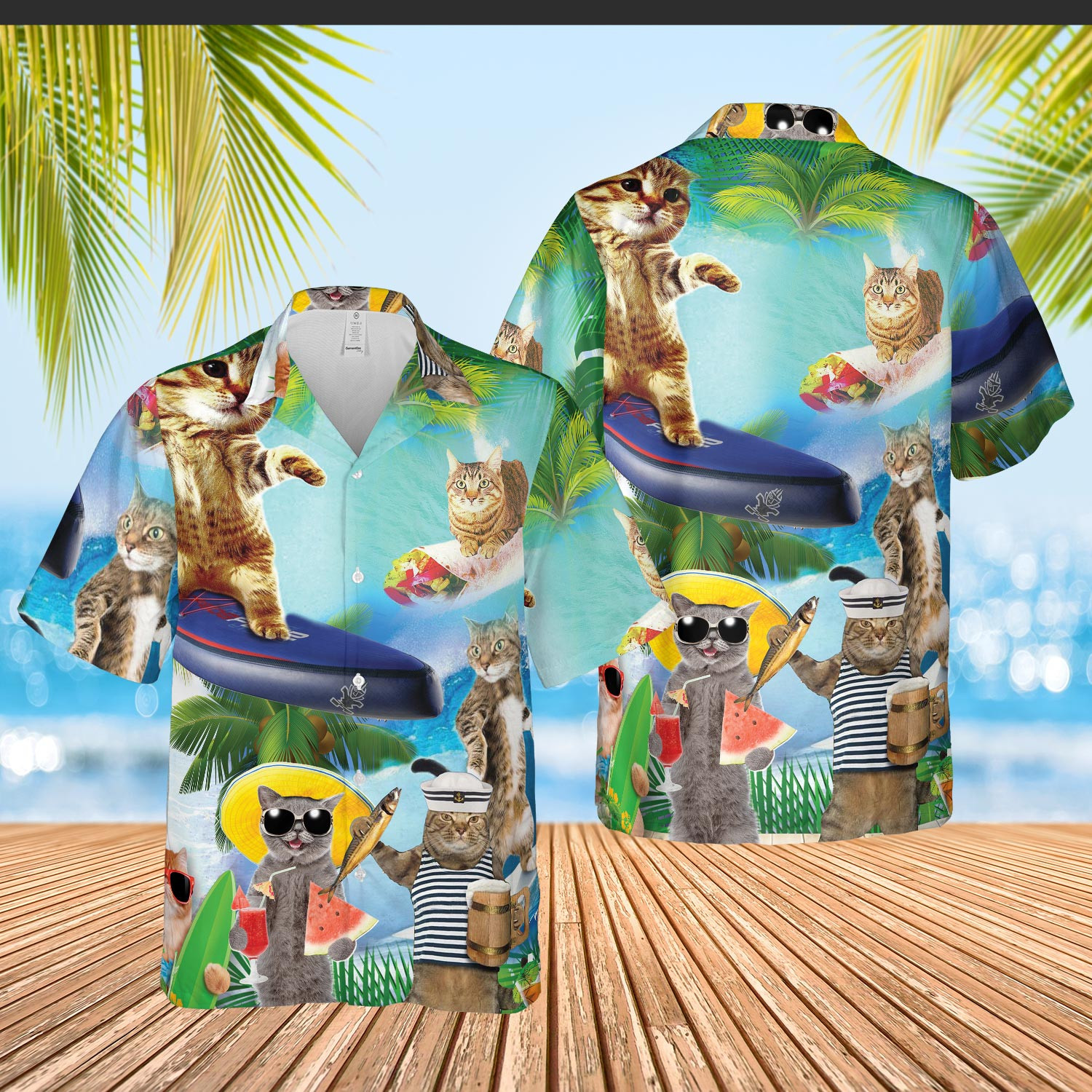 Cat Tropical Beach Hawaiian Shirt Unisex Adult Hw5824