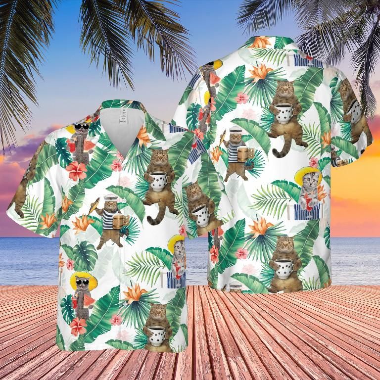 Cat Tropical Beach Hawaiian Shirt Unisex Adult Hw5829