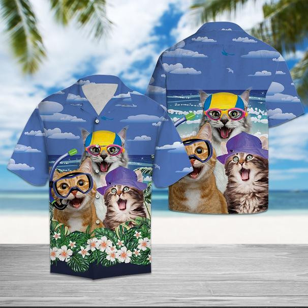 Cats Summer Beach Hawaiian Shirt  Unisex  Adult  Hw5477