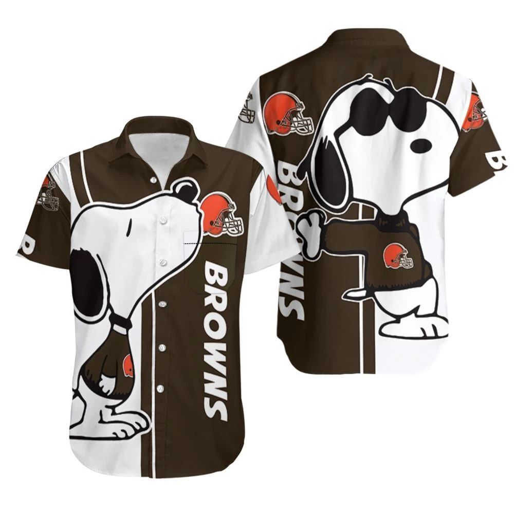 Cleveland Browns Snoopy Lover 3D Printed Hawaiian Shirt Combo Beach