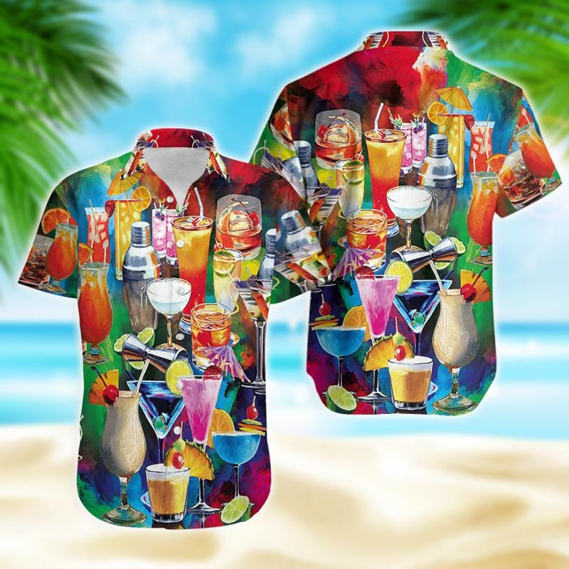 Cocktail Cool Summer Hawaiian Aloha Shirts Dh