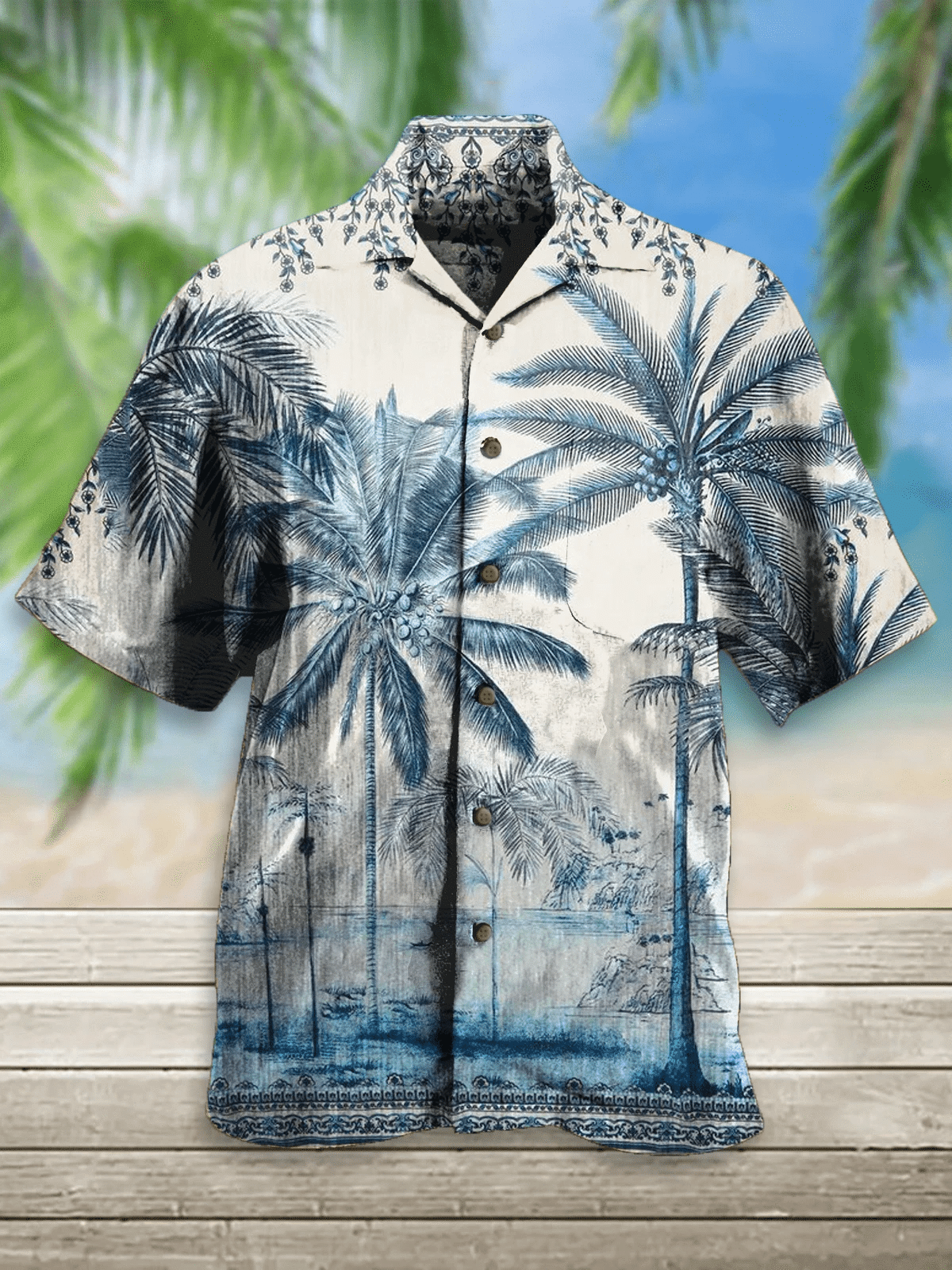 Coconut Tree Unisex Hawaiian Aloha Shirts Palm Beach V