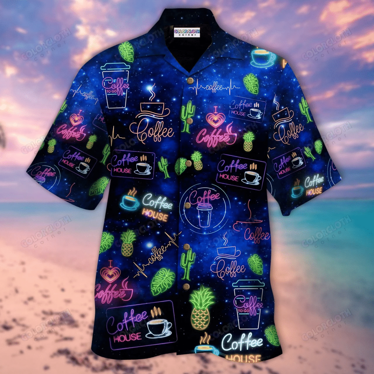Coffee Neon Hawaiian Shirt Ty074002