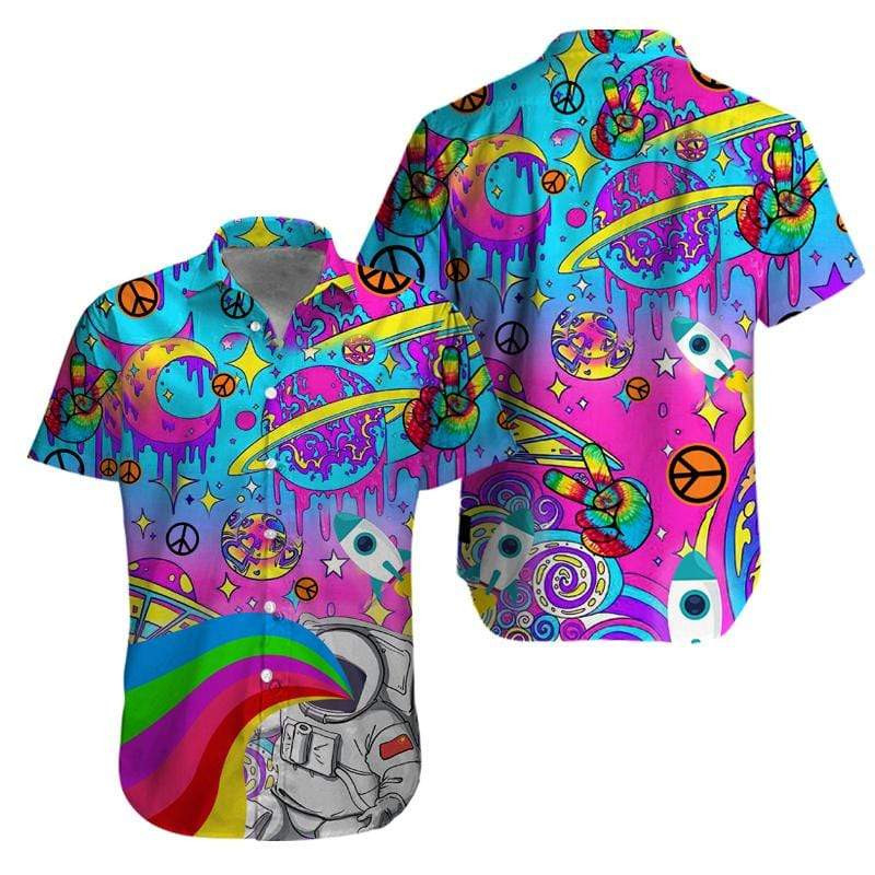 Colorful Hippie Space Pink  Hawaiian Shirt  Unisex  Adult  Hw5634