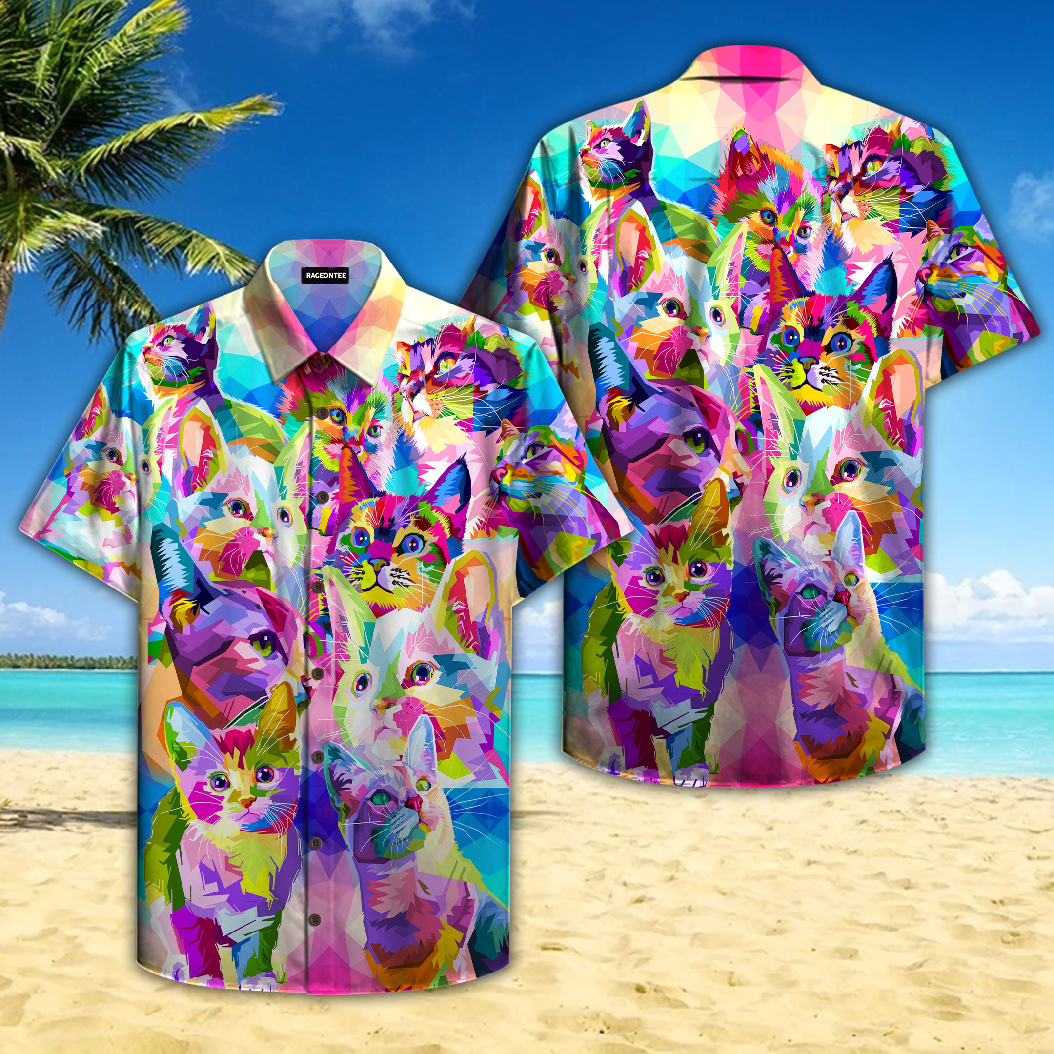 Colorful Kittens Hawaiian Shirt  Unisex  Adult  Hw4676