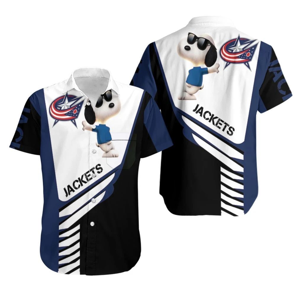 Columbus Blue Jackets Snoopy For Fans 3D Hawaiian Shirt Combo Beach