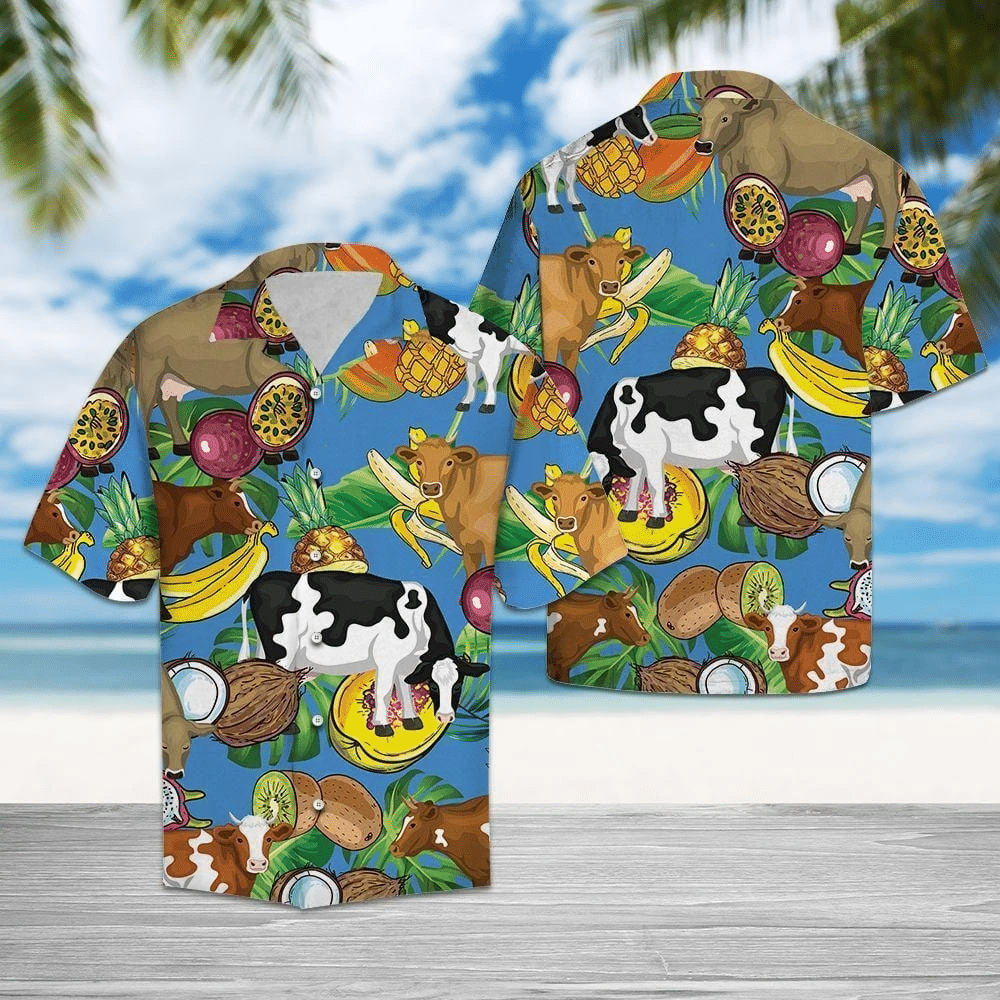 Cow Tropical Fruits Hawaiian Shirt Unisex Adult Hw3485