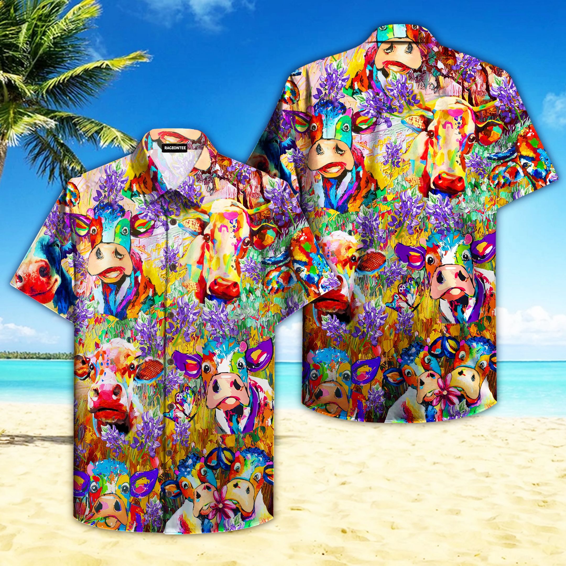 Cows Looking At You And Bluebonnets Field Hawaiian Shirt  Unisex  Adult  Hw4681
