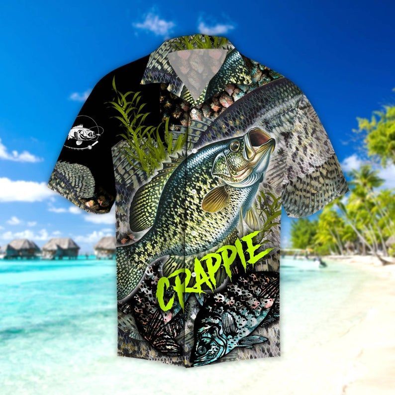 Crappie Fishing On Skin Hawaii Shirt, Fishing Sport Beach Summer Shirt, Hawaiian Style, Gift For Fishing Lover