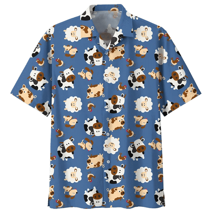 Cute Cow Hawaii Shirt Blue Cow Hawaiian Shirt 3