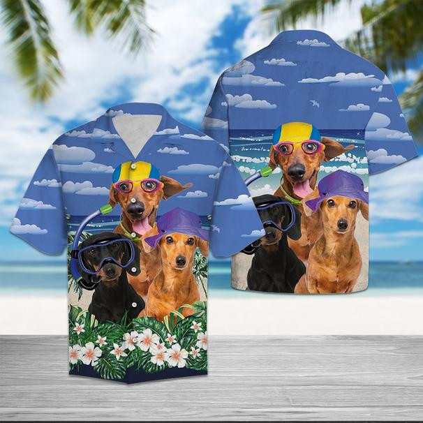 Dachshund Summer Beach Hawaiian Shirt  Unisex  Adult  Hw5479