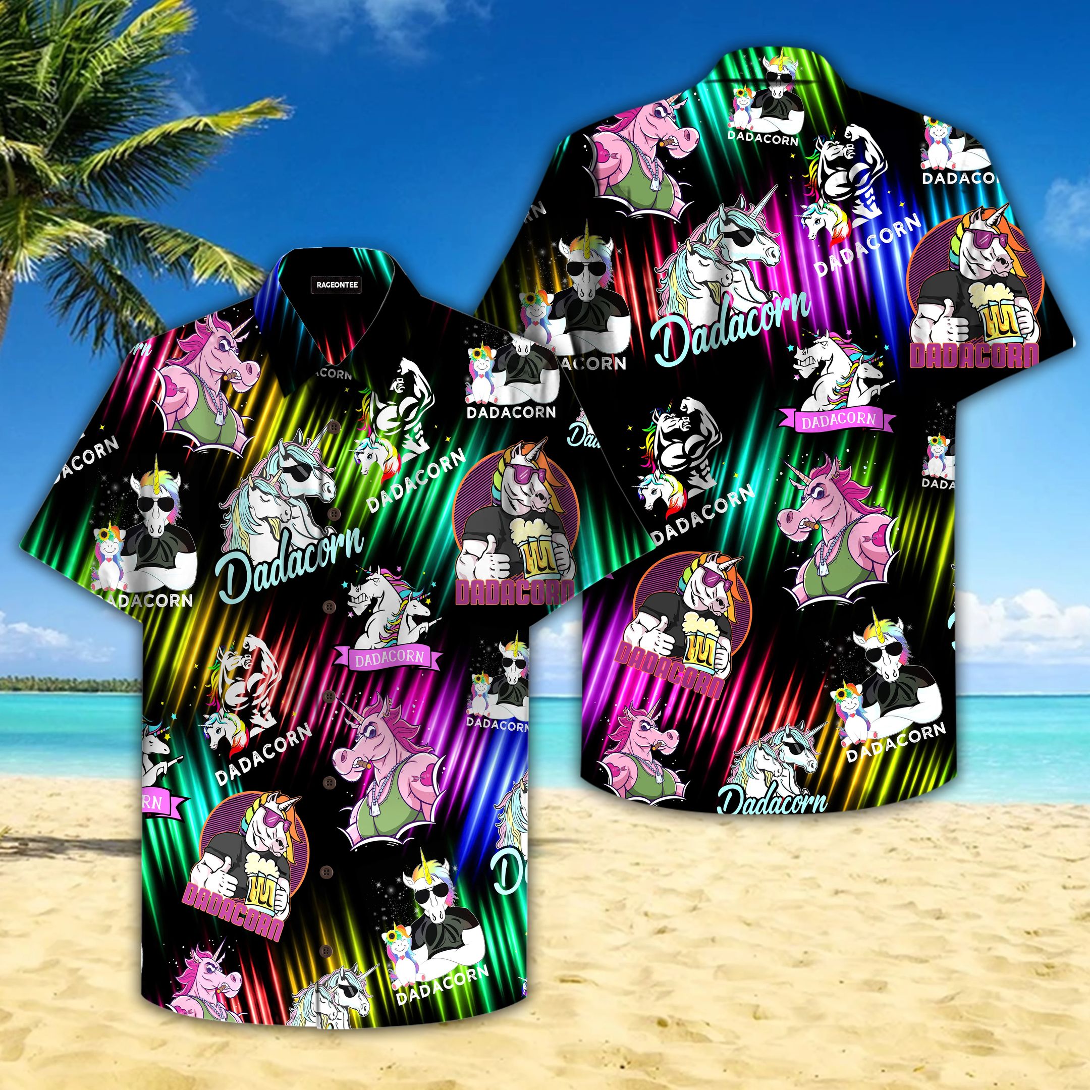 Dad Dadacorn Neon Hawaiian Shirt  Unisex  Adult  Hw4528