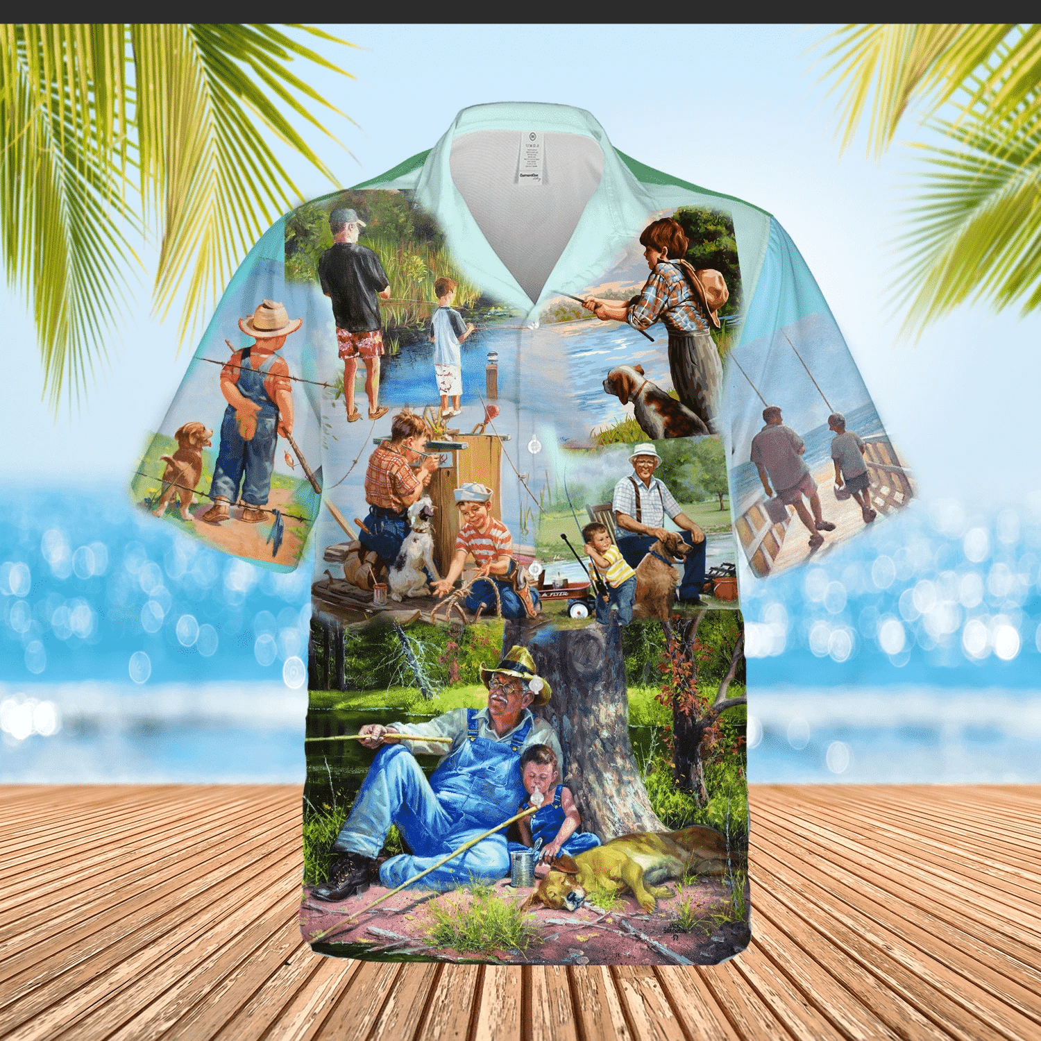 Dad Teaches Me To Fish From Childhood Aloha Hawaiian Shirts Dh