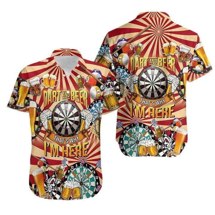 Dart And Beer Thats Why Im Here Hawaiian Shirt  Unisex  Adult  Hw3842