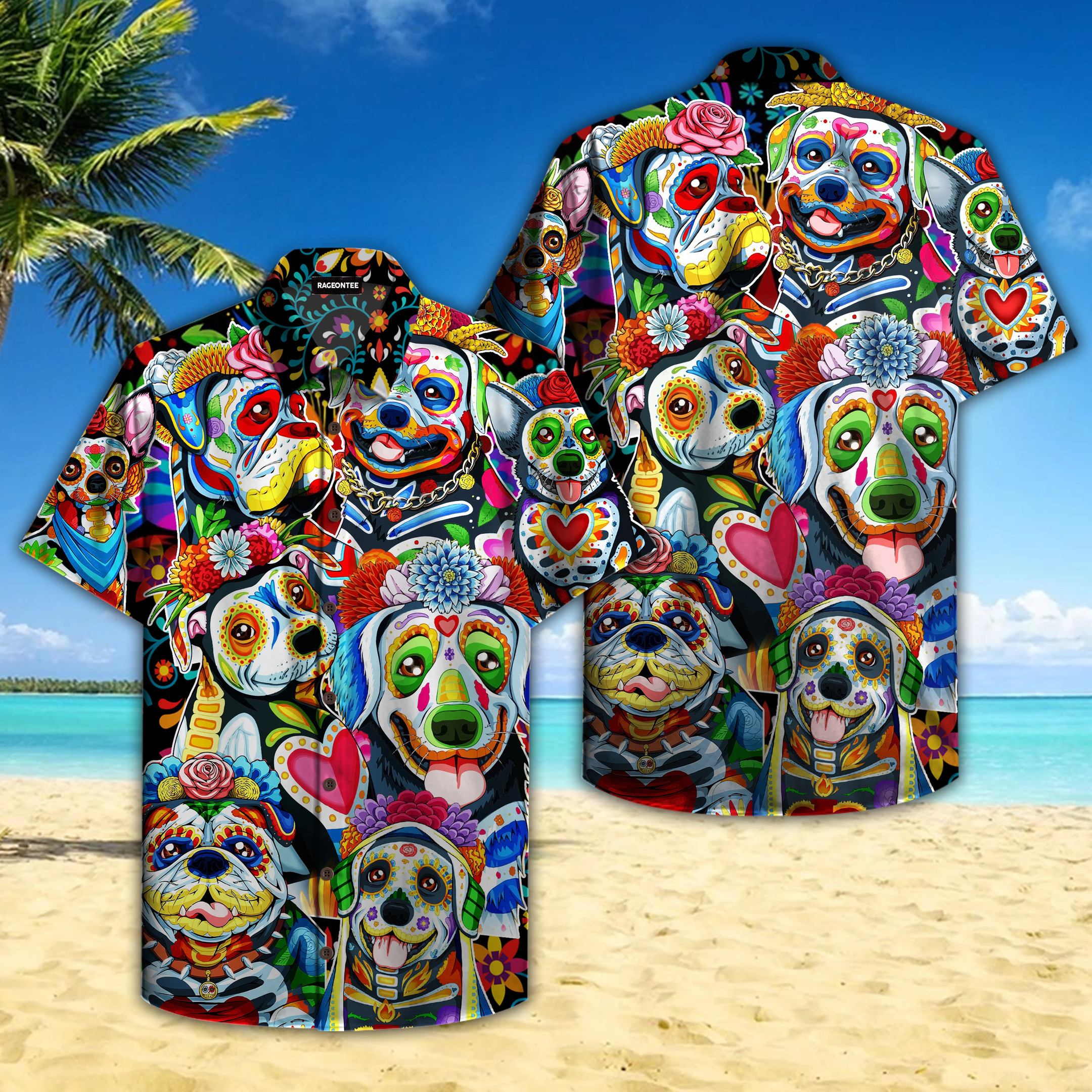 Day Of The Dead Dog Hawaiian Shirt  Unisex  Adult  Hw4687