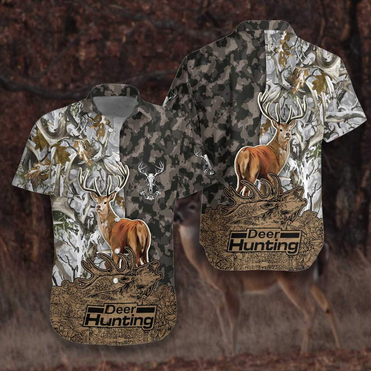 Deer Camouflage Bow Hunting Unisex Hawaiian Shirt  Unisex  Adult  Hw2601
