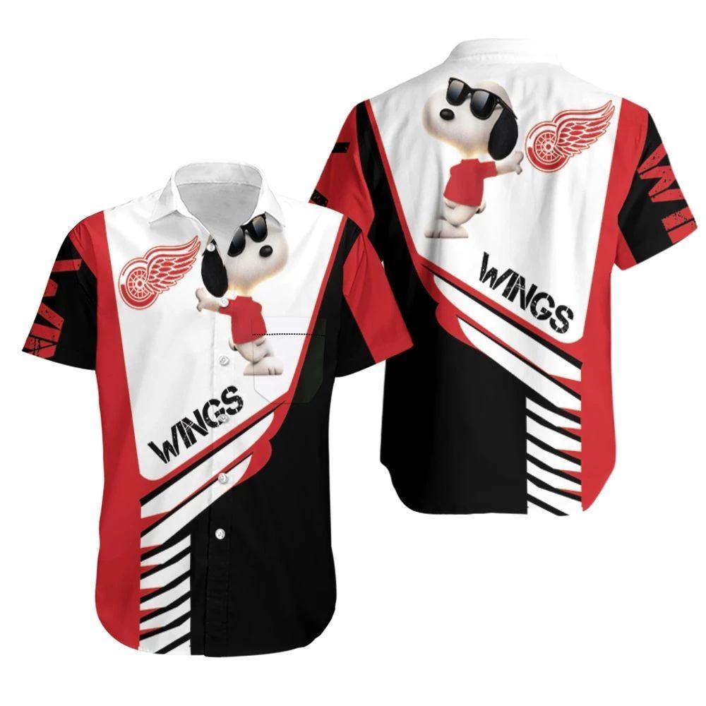 Detroit Red Wings Snoopy For Fans 3D Hawaiian Shirt Beach Set