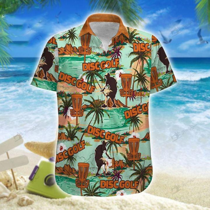 Disc Golf Id Hit That Green Palm Tree Beach Unisex Hawaiian Shirts - Beach Shorts