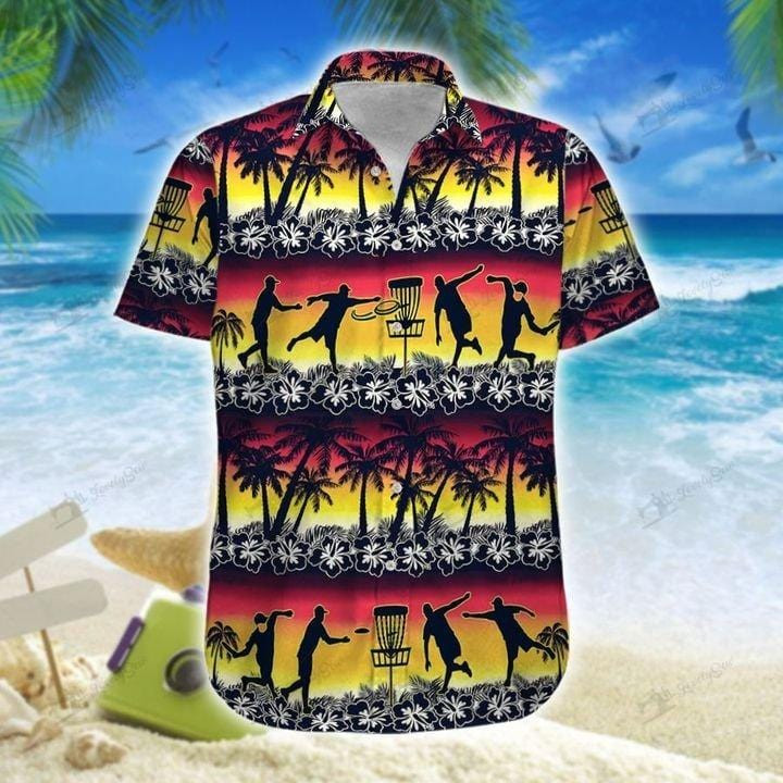 Disc Golf Stupid Tree Sunset Coconut Beach Unisex Hawaiian Shirts - Beach Shorts