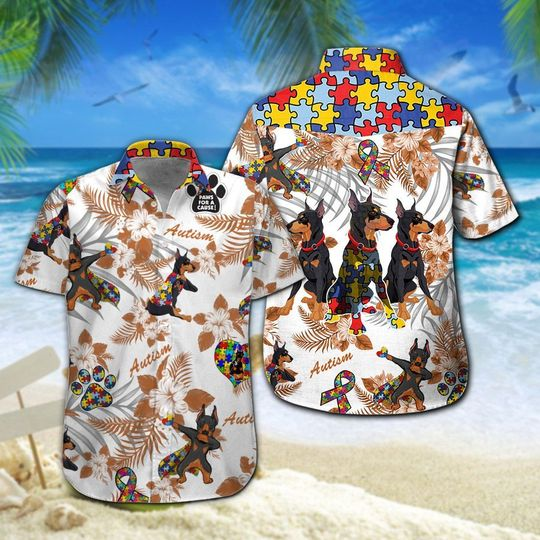Doberman - Autism E300 Hawaiian Shirt