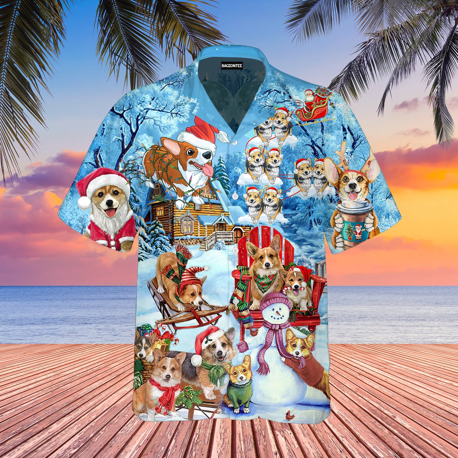 Dog Corgi Christmas Hawaiian Shirt  For Men and Women